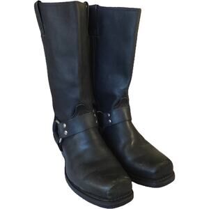 Code West Black Heavyweight Leather Engineer Harness Biker Boots Vulcan 9.5 EUC